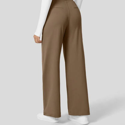 TheFitara Flex High Waisted Plicated Side Pocket Straight Leg Work Pants
